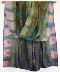 Image 2 of Aurora Borealis - Ecoprint and botanical dyed silk scarf