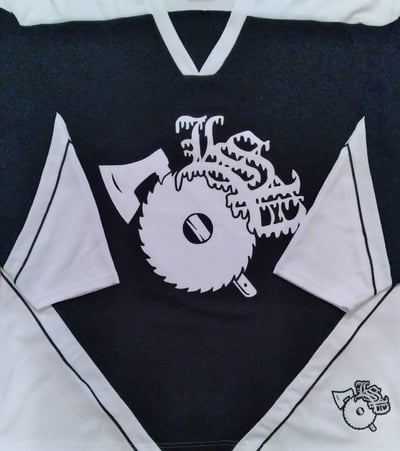Image of LSP : WHITE W/ BLACK OUTLINE   BLACK  LSP EMBROIDERED  HOCKEY JERSEY