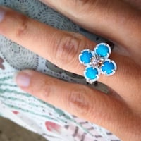 Image 2 of juju flower ring in sleeping beauty turquoise and champagne zircon