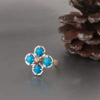 Image 1 of juju flower ring in sleeping beauty turquoise and champagne zircon