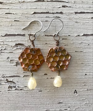 Image of Copper Honeycomb Earrings