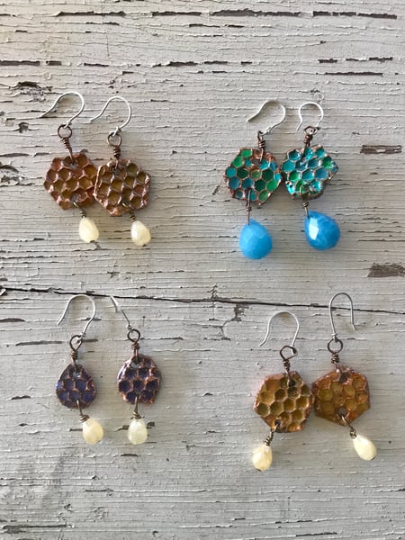 Image of Copper Honeycomb Earrings