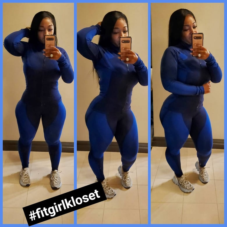 Image of Blue Seamless 2pc Jacket Set