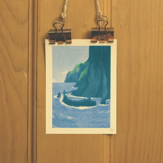 'Mele Cape' A6 Riso Print