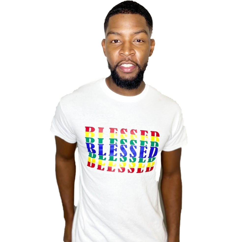 Image of Color Wave Stacked Blessed Tee