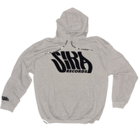 Image 1 of SIKA Records grey hooded sweater with black or white print + camo draw string