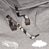 Image 2 of SIKA Records grey hooded sweater with black or white print + camo draw string