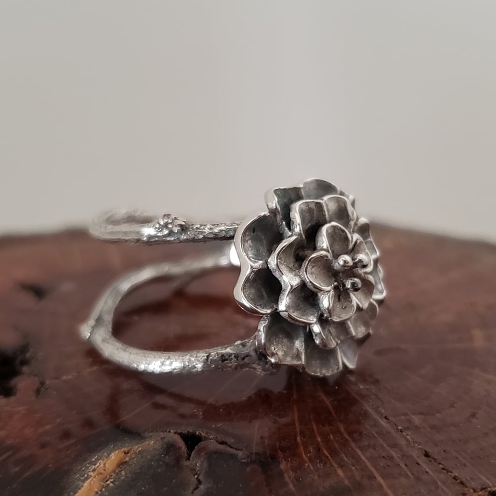 Image of Sterling Twig and Floral Bloom Size 6 Ring