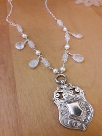 Image 1 of Shield Fob with Rainbow Moonstones, item 1QH