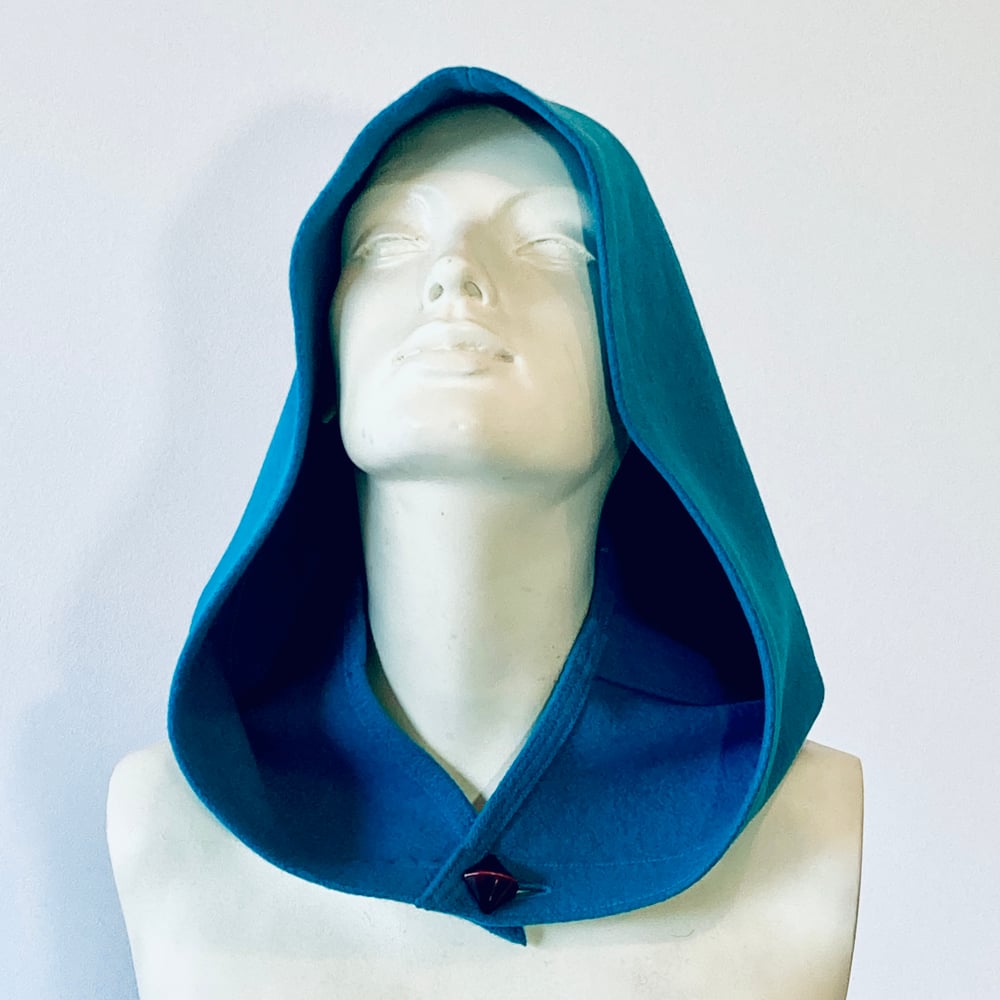 Image of Turquoise Wool Hood