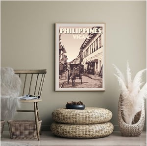 Image of Vintage poster Philippines - Vigan - Calle Crisologo | Clay | Travel Poster | Fine Art Print