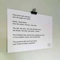 Image 2 of Book Worm - Heavy Weight Poem Art Print A3