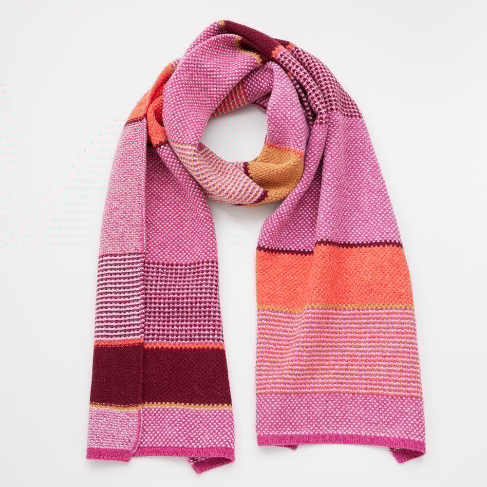 Image of Tuck Stitch Stripe Shawl / Berry