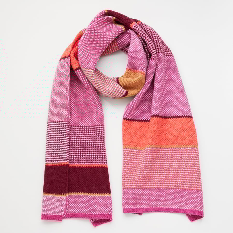 Image of Tuck Stitch Stripe Shawl / Berry