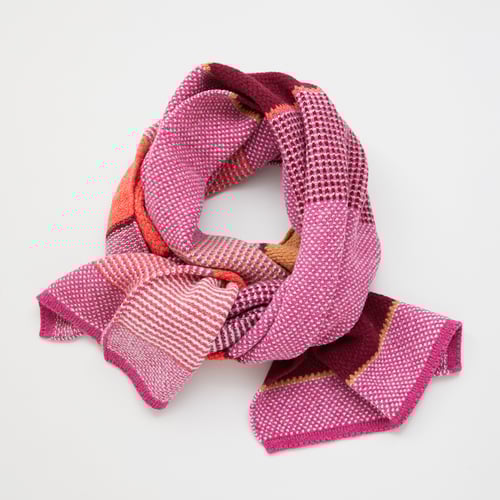 Image of Tuck Stitch Stripe Shawl / Berry