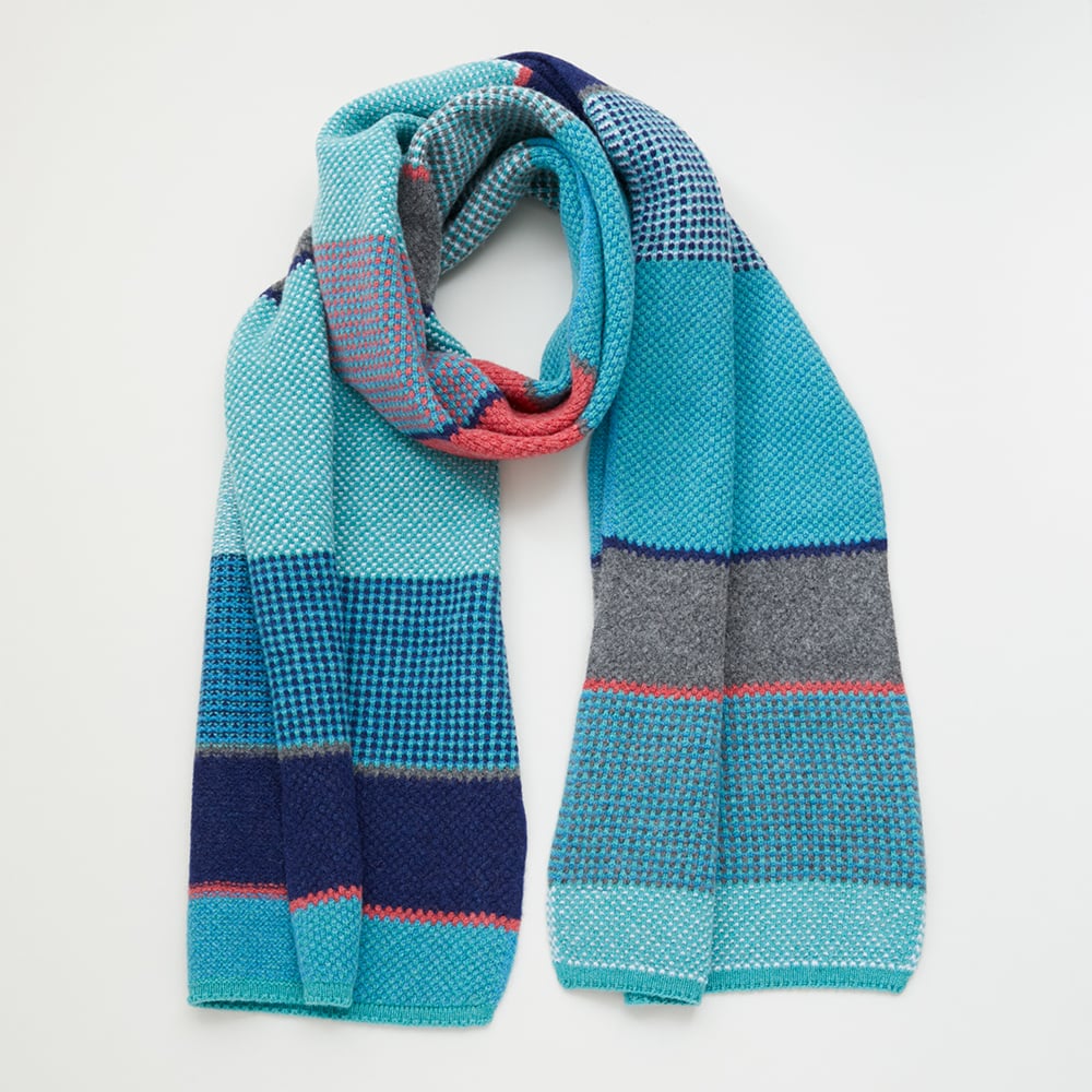 Image of Tuck Stitch Stripe Shawl / Green