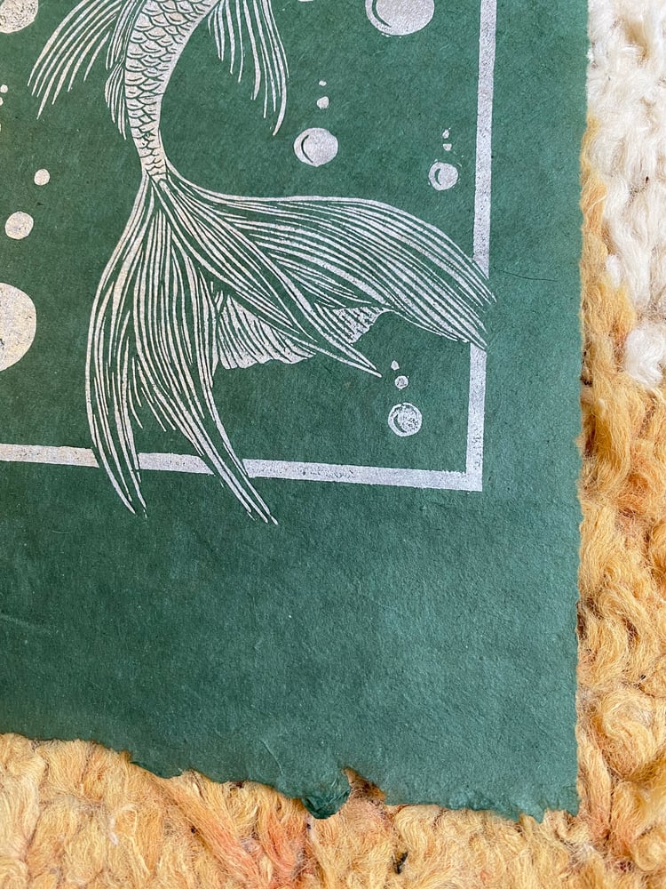 Image of Koi Pond on Green Lokta