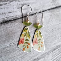 Coral Bell Flower Pottery Shard Earrings