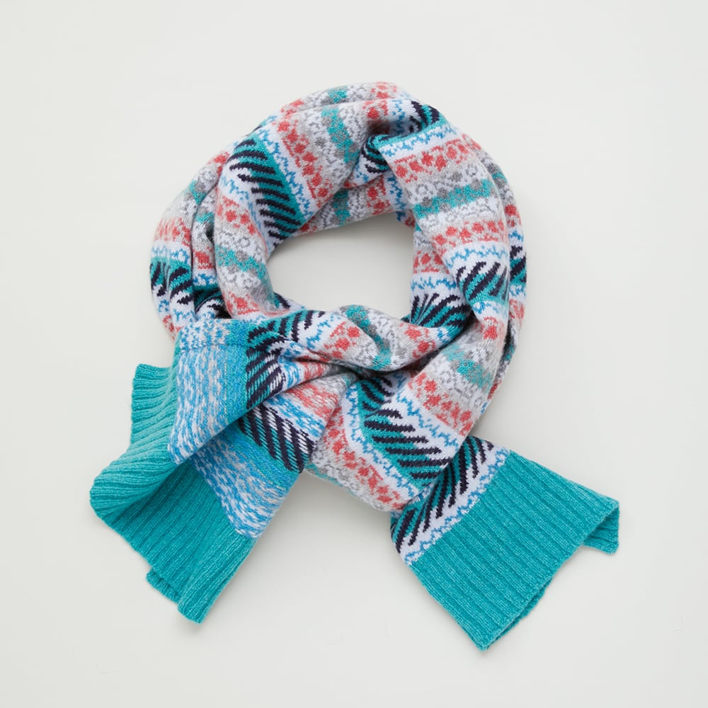 Image of Dot and Stripe fairisle Scarf / Green