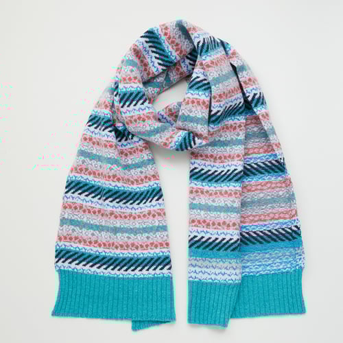 Image of Dot and Stripe fairisle Scarf / Green