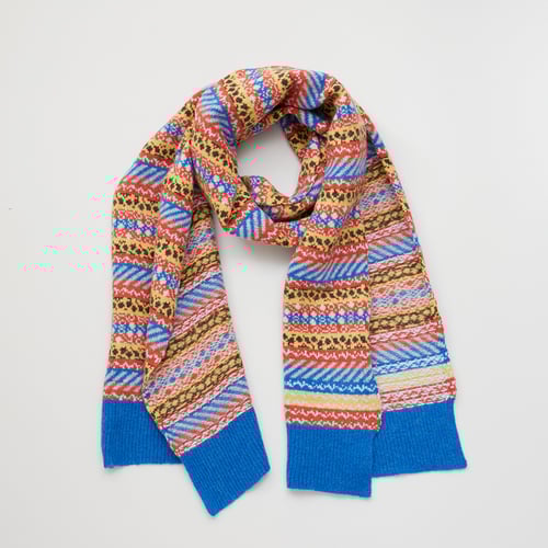 Image of Dot and Stripe Fairisle Scarf / Deep Blue