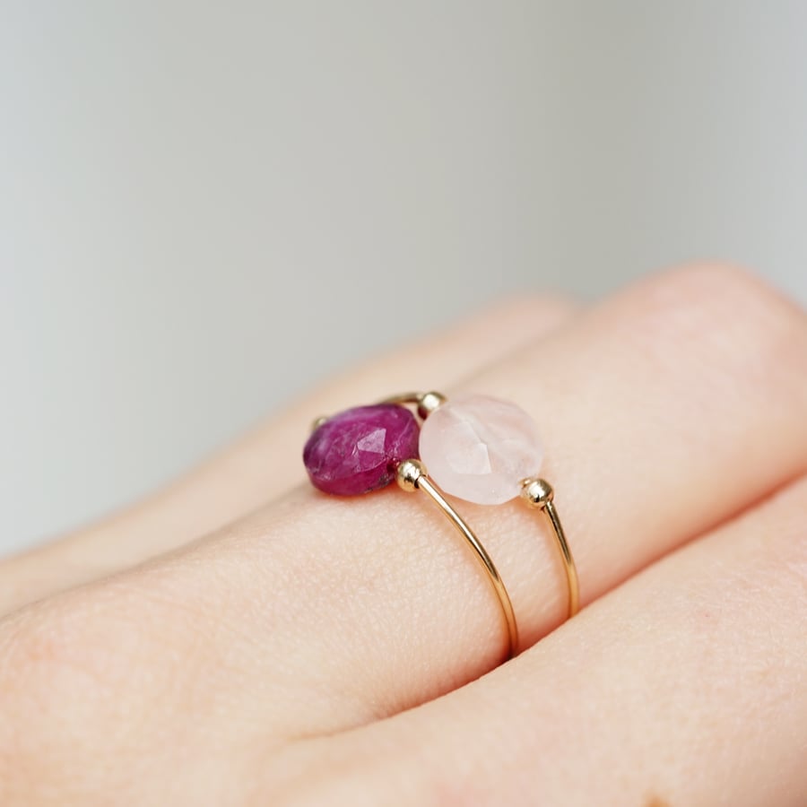Image of Bague meluna quartz rose