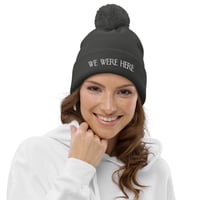 Image 3 of We Were Here | White Embroidered Pom-pom Beanie