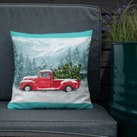 Image 3 of Premium Pillow (Christmas trucks)