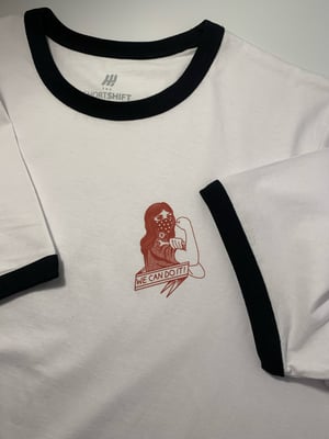 Image of Sadie The Social Distancer Unisex Ringer T-Shirt