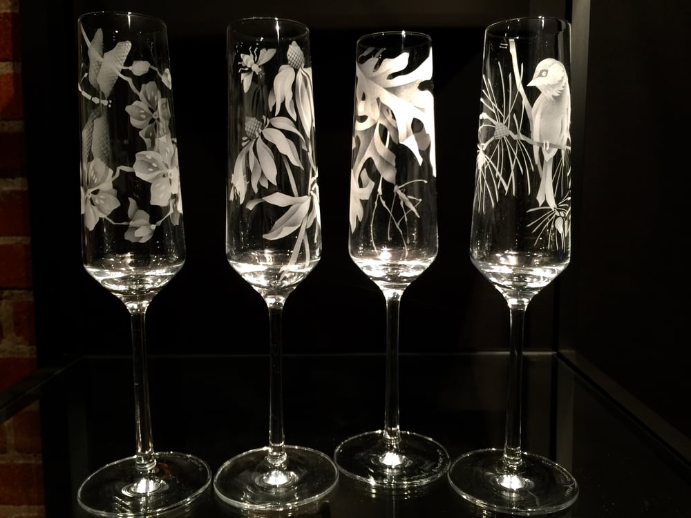 Image of Four Seasons Suite of Four Champagne Flutes