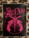 The Cheats cross gun pink on black stickers