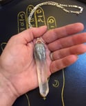 Long Lemurian Crystal pendant on 24" sterling chain