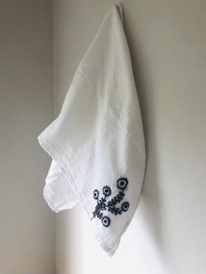 Image of Hand embroidered desert flower in grey and white