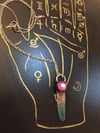 Rainbow Quartz Pendant with Pink Crystal Cabochon 