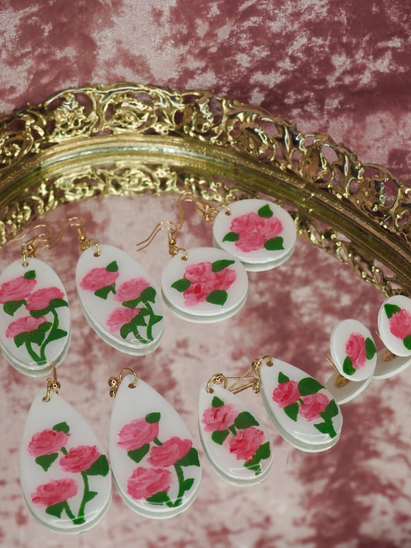 Image of Pink Rose Garden Earrings