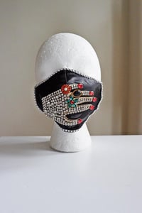 Black Satin Rhinestone Face Mask “OMG Cover your mouth” 