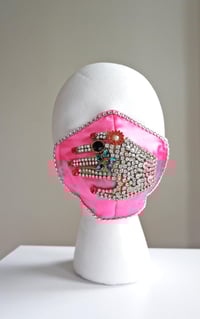 Hot Pink Satin Rhinestone Face Mask  "OMG Cover Your Mouth"