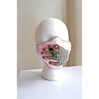 Pink Satin  Glam Rhinestone “Cover your mouth” Hand Mask