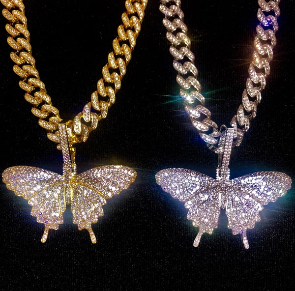 Image of Butterfly on Cuban Link chain