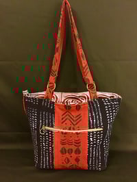 SAHEL TOTE BAG- BOGOLAN RED AND INDIGO