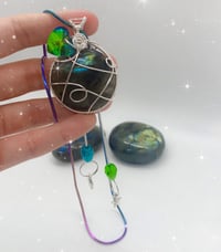 Image 2 of labradorite necklace with rainbow chain 