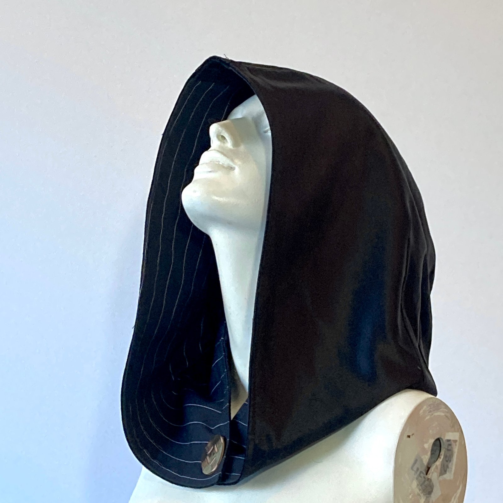 Reversible Black and Pinstripe Hood / Paloma Soledad
