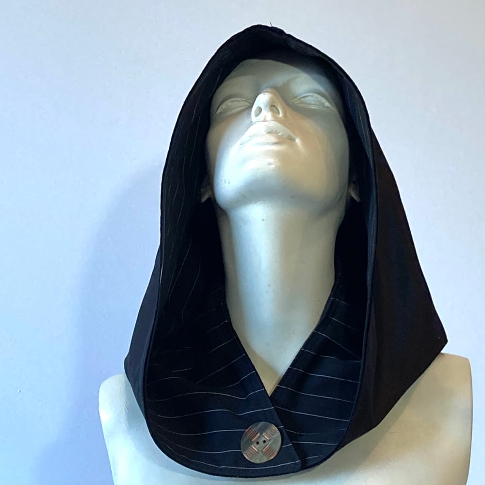 Image of Reversible Black and Pinstripe Hood