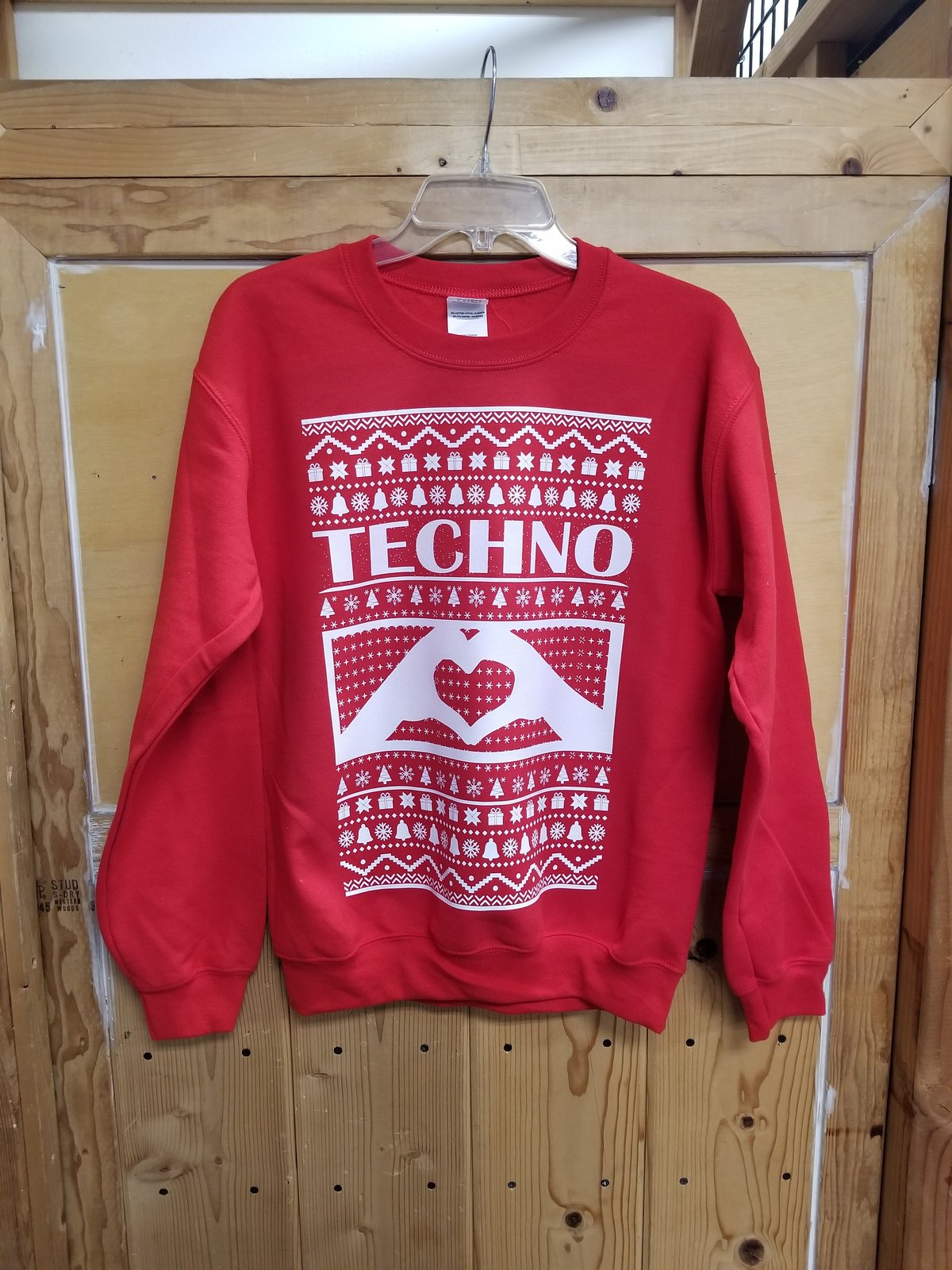 pink and green christmas sweater