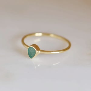 Image of Colombia Emerald pear cut 14k gold ring