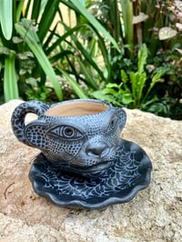 Image 3 of Black & grey jaguar cup & saucer 