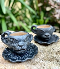 Image 4 of Black & grey jaguar cup & saucer 