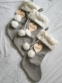 Image 2 of Grey Knitted Stocking 