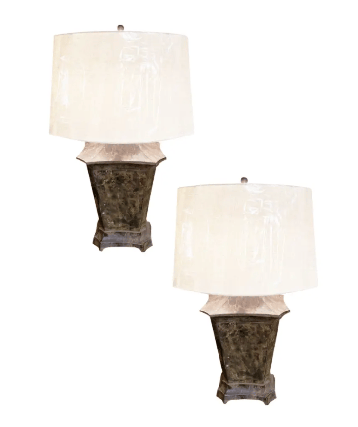 Image of Pair of Vintage Painted Tole Lamps