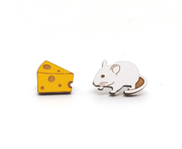 Mouse and Cheese Stud Earrings